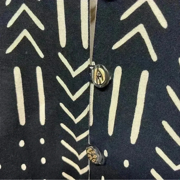 I.T.F. India Black Cream Aztec Print Cotton Reversible Jacket - Women's S/M - Picture 2 of 11
